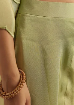 Light Green Zardosi Motif Kurta Dupatta Belt Set