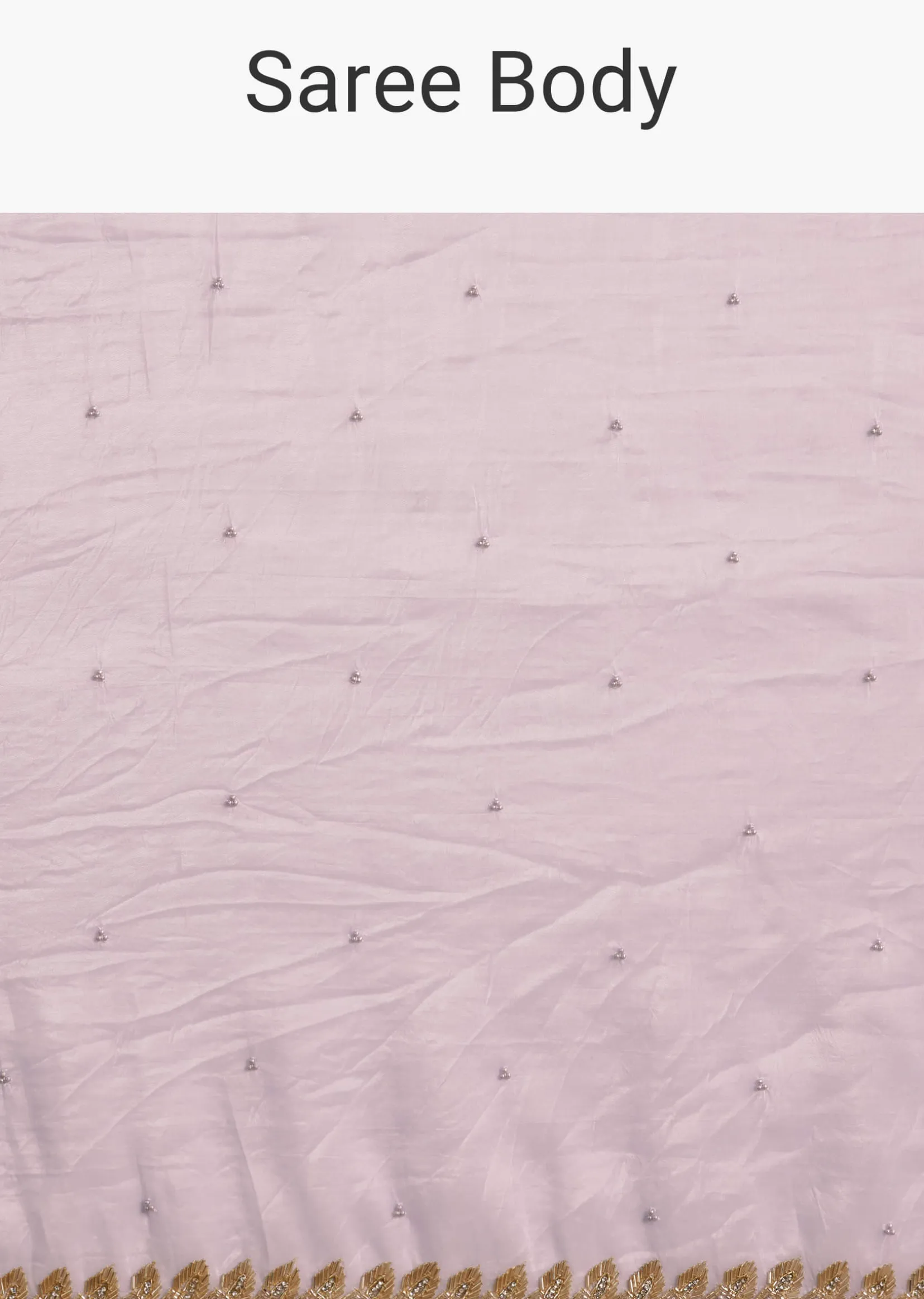 Light Lavender Tissue Saree With Cutdana Beads Embroidery And Scallop Border
