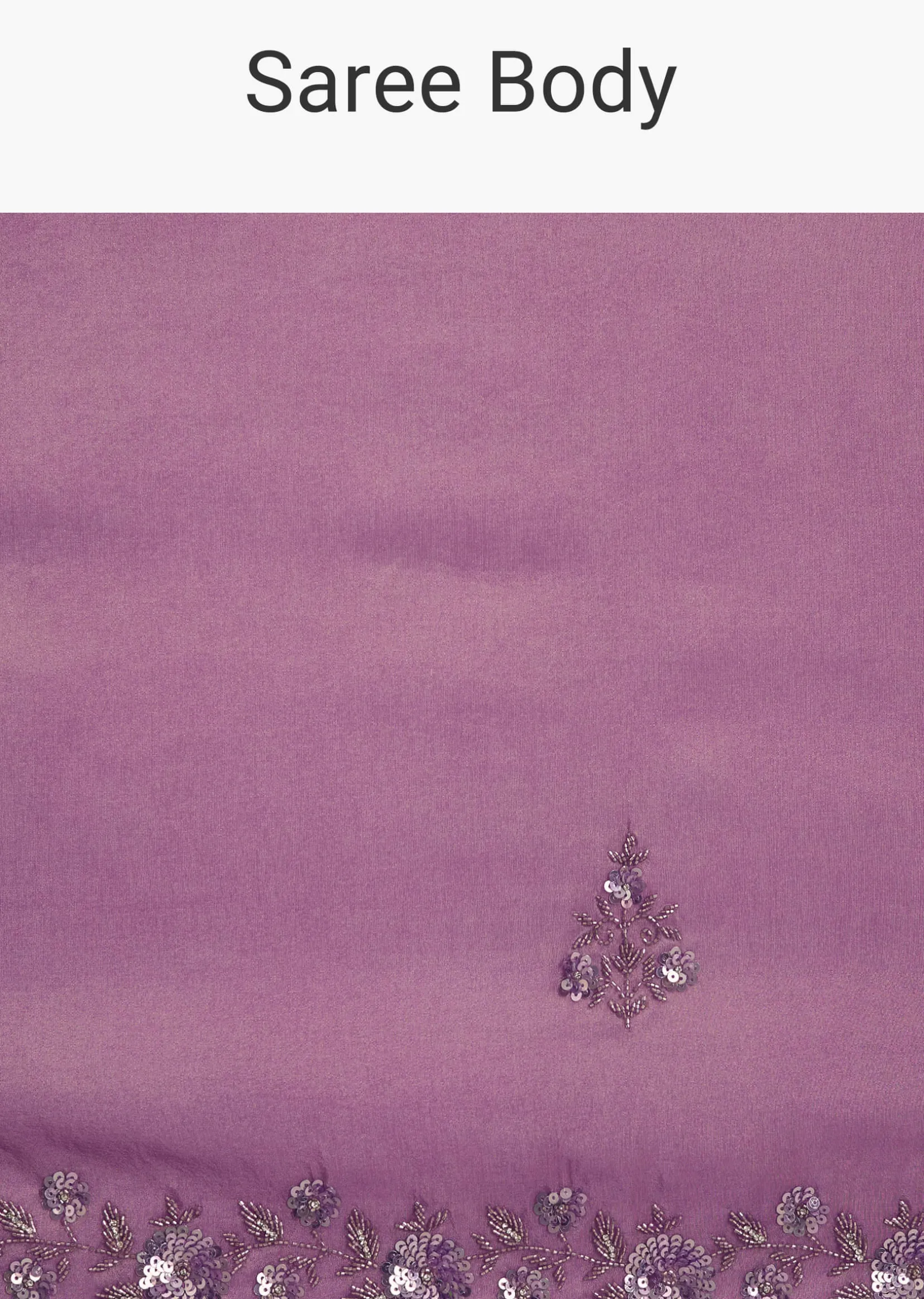 Light Lavender Tissue Saree With Floral Embroidered Scallop Border