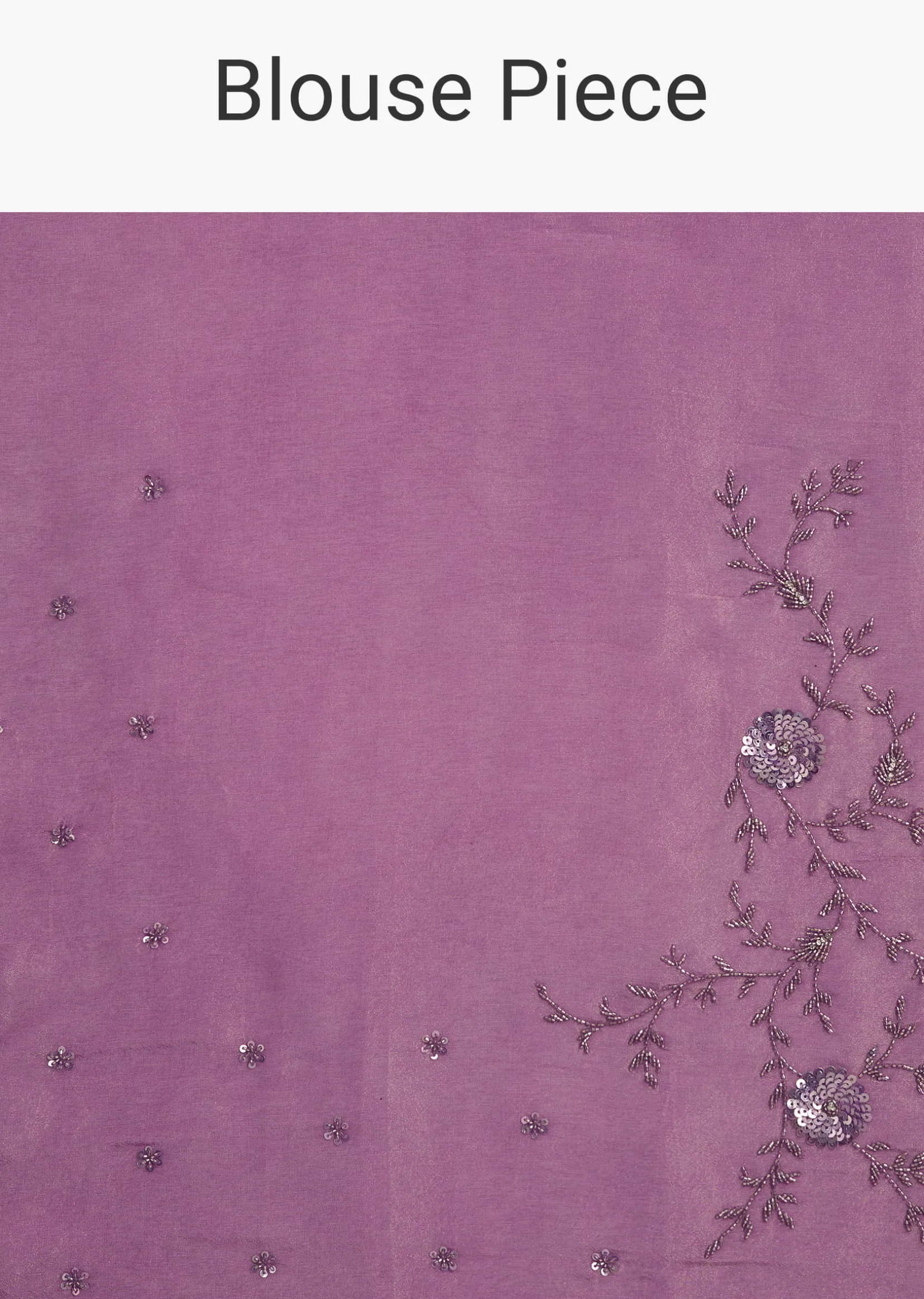 Light Lavender Tissue Saree With Floral Embroidered Scallop Border