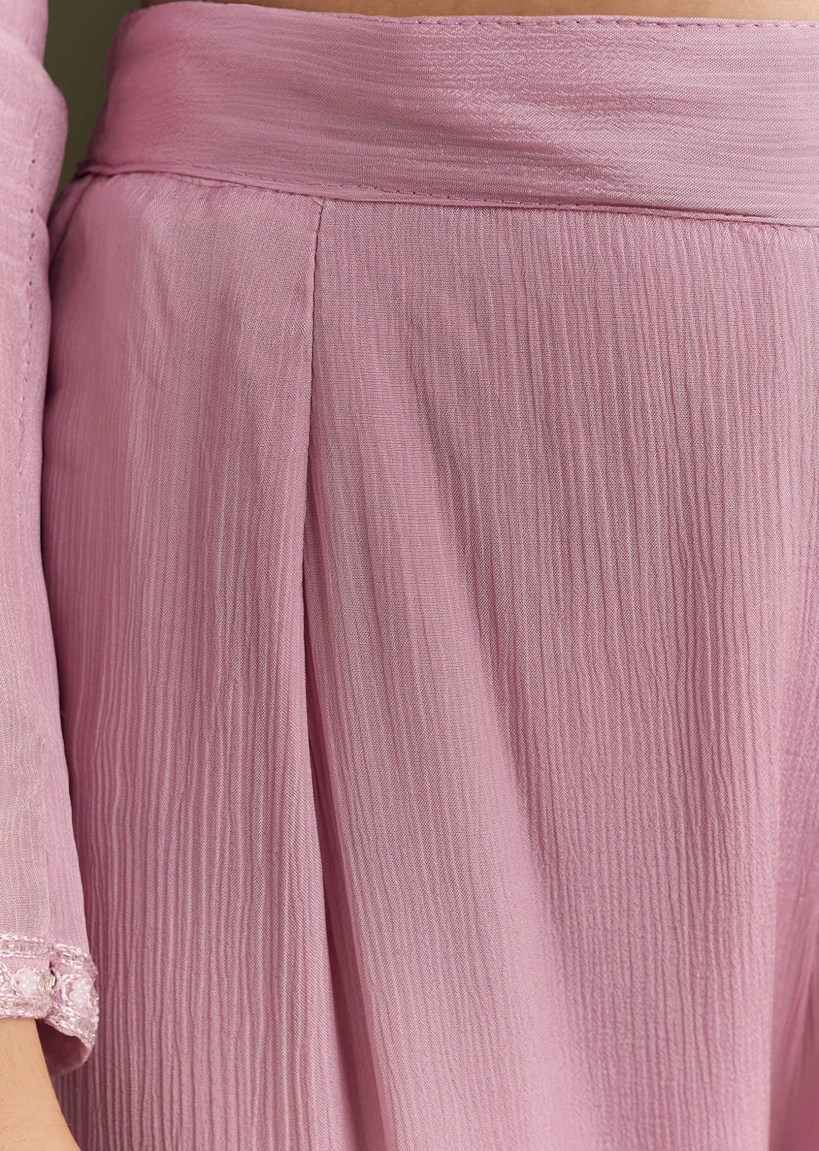 Light Onion Pink Chinon Kurta Sharara With Embellished Dupatta