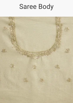 Light Pastel Green Crushed Tissue Saree With Cutdana Sequins And Beads Embroidery