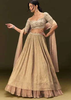 Light Peach Banarasi Silk Lehenga Dupatta With Embroidered Blouse