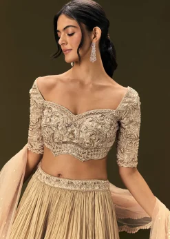 Light Peach Banarasi Silk Lehenga Dupatta With Embroidered Blouse