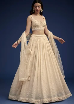 Light Peach Embroidered Lehenga Set