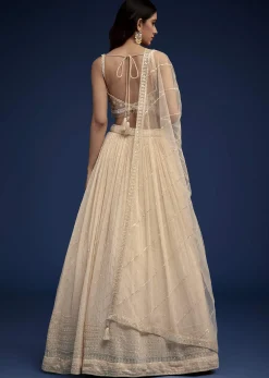 Light Peach Embroidered Lehenga Set