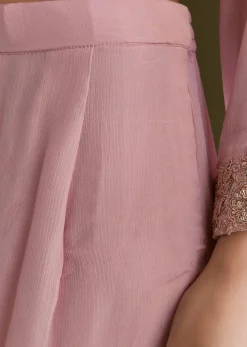 Light Pink Chinon Cutdana Sharara Suit