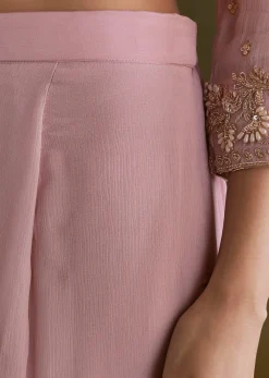Light Pink Chinon Sharara Suit With Zardosi Embroidered Dupatta