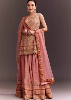 Light Pink Embroidered Palazzo Set
