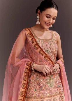 Light Pink Embroidered Palazzo Set