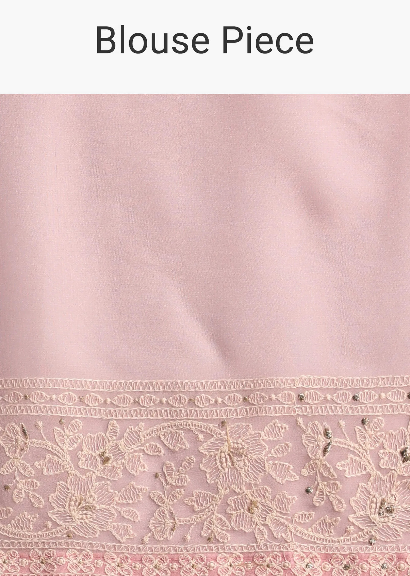 Light Pink Georgette Chikankari Jaal Work Saree With Unstitched Blouse