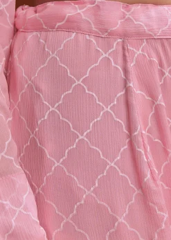 Light Pink Printed Chinon Sharara Set With Cut Dana And Sequins