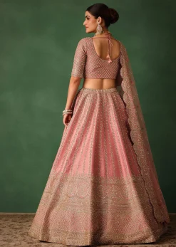 Light Pink Raw Silk Hand Embroidered Lehenga Set