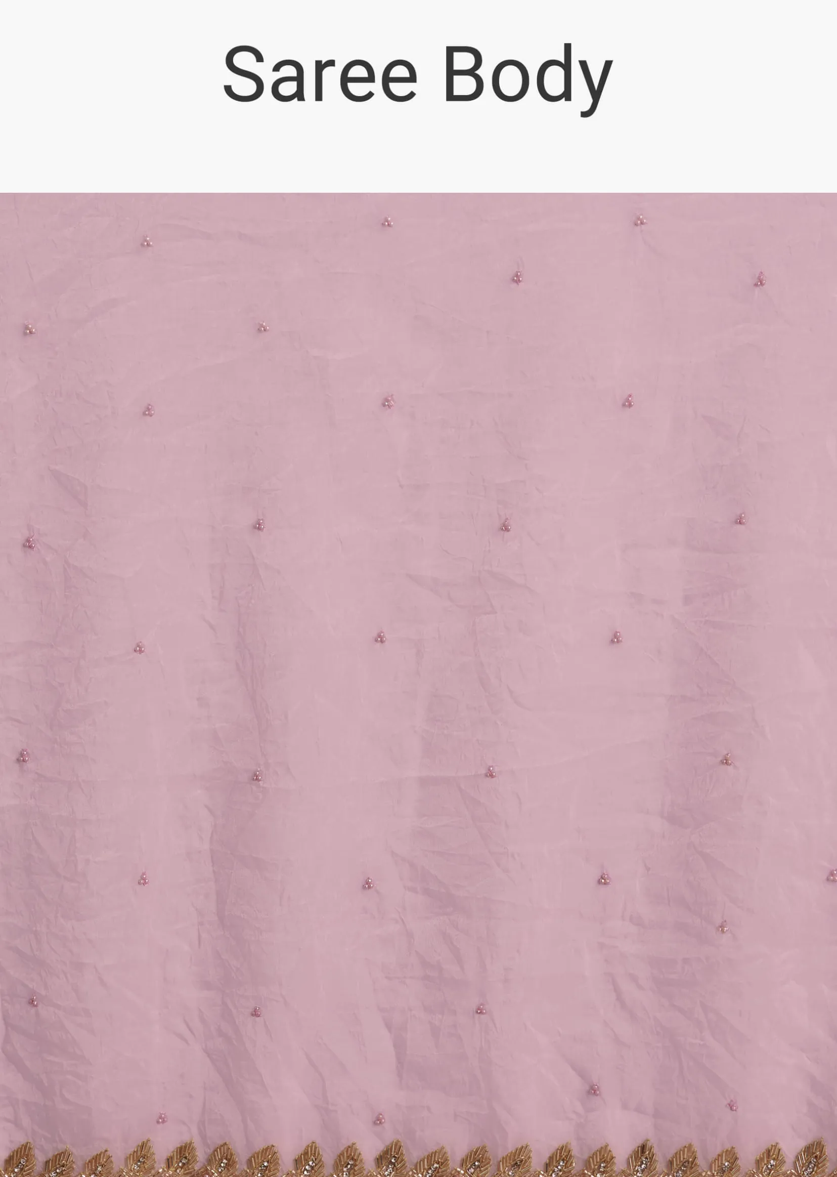 Light Pink Tissue Embroidered Saree With Cutwork Scallop Border