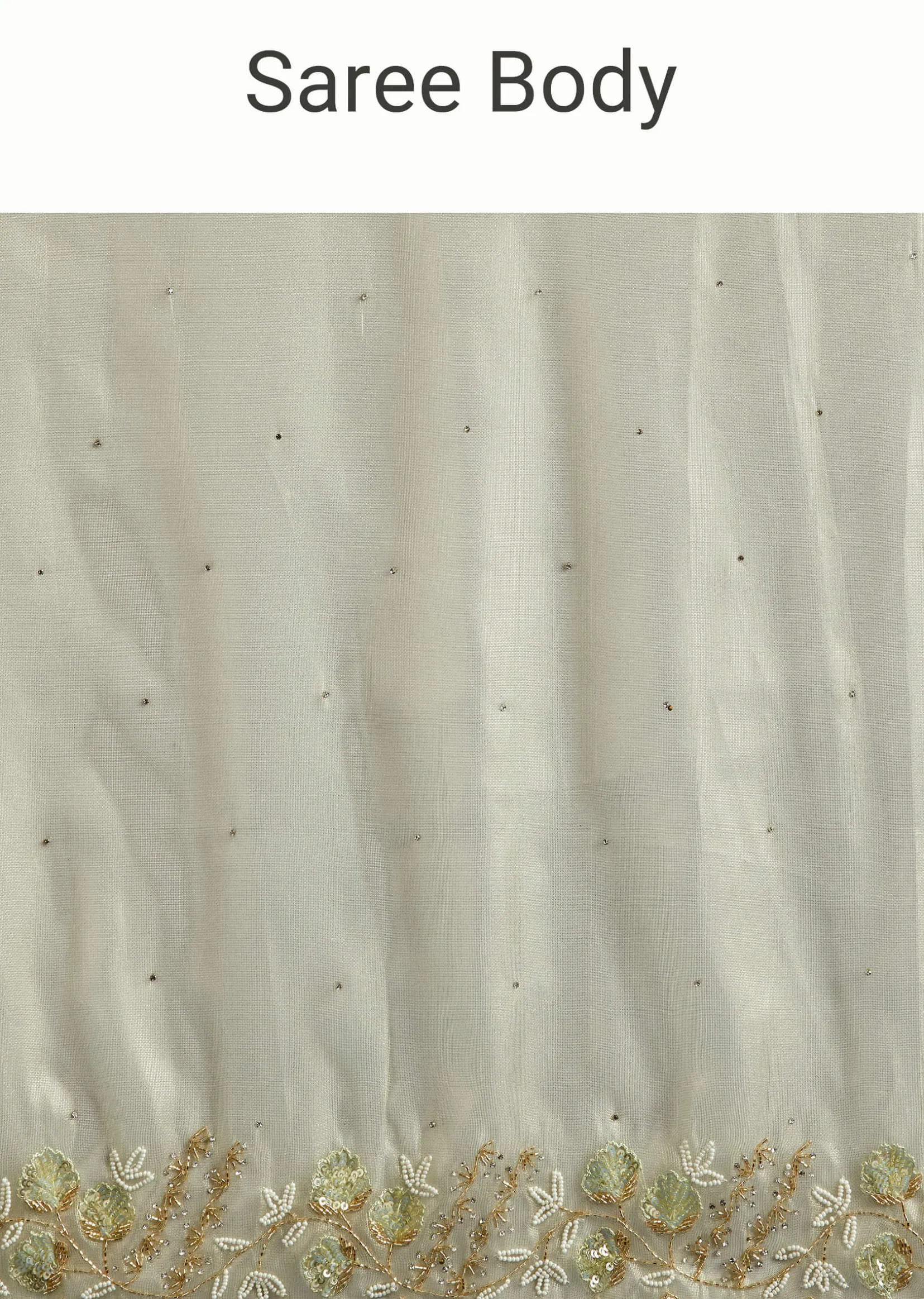Light Pista Organza Saree With Floral Cutdana And Stone Embroidery