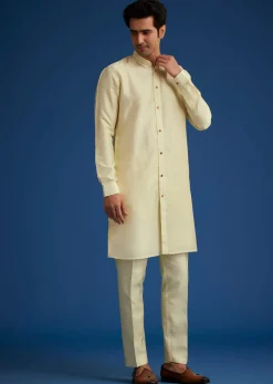 Light Pista Silk Kurta Set With Thread And Mirror Work Jacket
