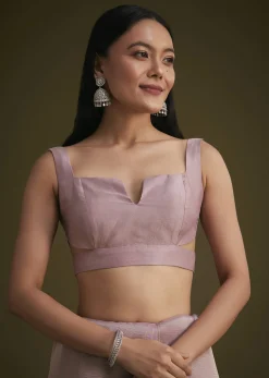 Light Purple Tissue Saree With Floral Embroidery