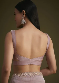 Light Purple Tissue Saree With Floral Embroidery