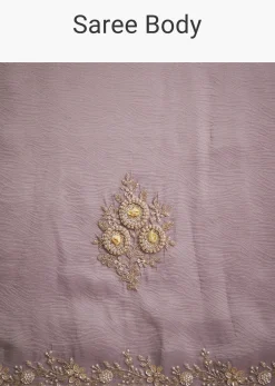 Light Purple Tissue Saree With Floral Embroidery