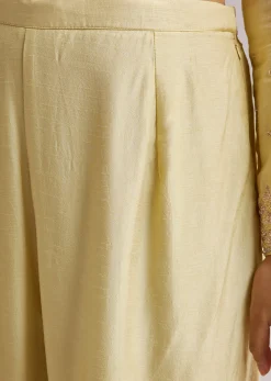 Light Yellow Embroidered Sharara Set With Dupatta