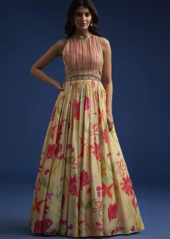 Light Yellow Floral Gown
