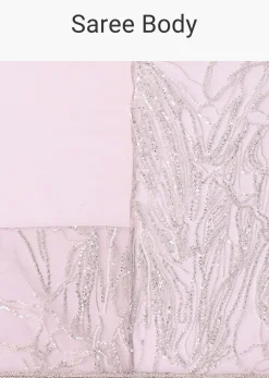 Lilac Fancy Sequence Net Saree With Ruched Stitched