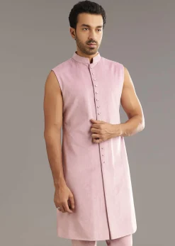 Lilac Indo Western Suit With Self Texture Work
