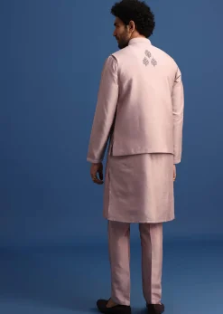Lilac Kurta Set With Dori And Stone Embroidered Jacket
