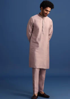 Lilac Kurta Set With Dori And Stone Embroidered Jacket