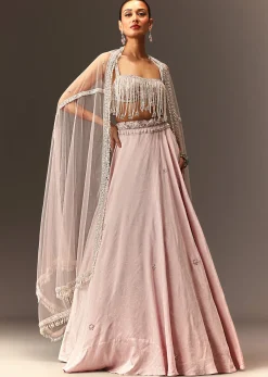 Lilac Lehenga And Stone Embellished Blouse With Dupatta