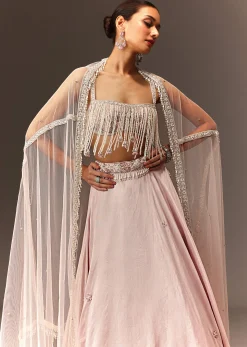Lilac Lehenga And Stone Embellished Blouse With Dupatta
