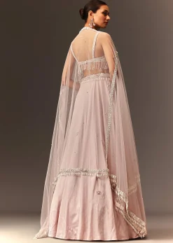 Lilac Lehenga And Stone Embellished Blouse With Dupatta