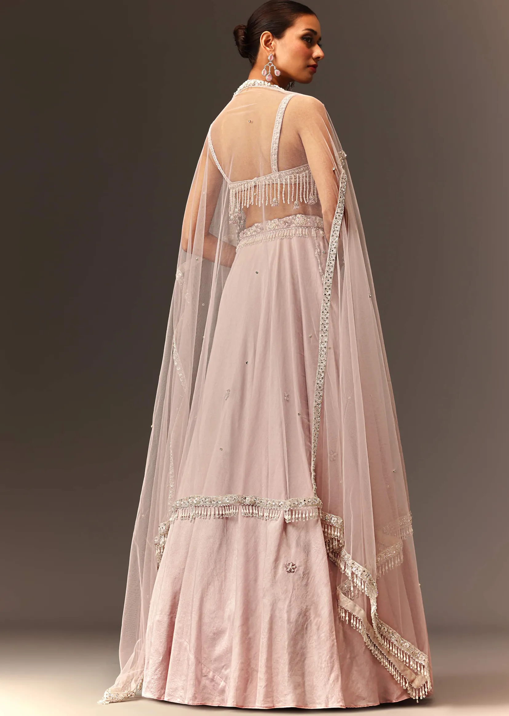Lilac Lehenga And Stone Embellished Blouse With Dupatta