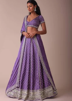 Lilac Purple Lehenga With Handwork Embroidery