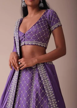 Lilac Purple Lehenga With Handwork Embroidery
