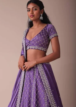 Lilac Purple Lehenga With Handwork Embroidery
