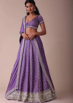 Lilac Purple Lehenga With Handwork Embroidery