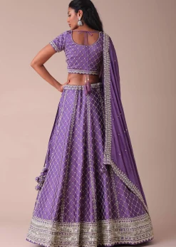 Lilac Purple Lehenga With Handwork Embroidery