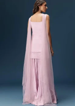 Lilac Sharara Suit With Choker And Ruched Sharara