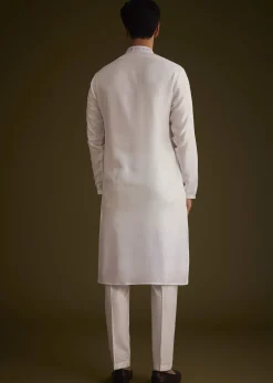 Lilac Silk Kurta Set With Mirror Embellishments