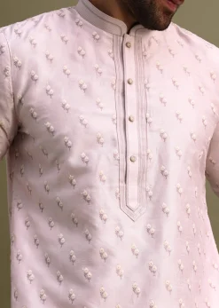 Lilac Threadwork Men Kurta Set
