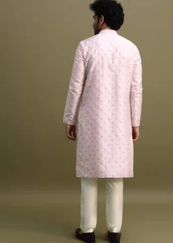 Lilac Threadwork Men Kurta Set