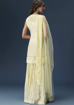 Lime Green Palazzo Suit With Embroidered Necklace