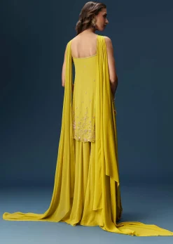 Lime Green Sharara Set With Tassel Dupatta