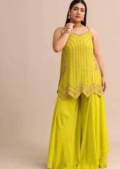 Lime Green Sharara Suit With Choker Dupatta
