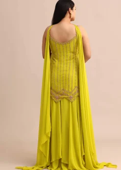 Lime Green Sharara Suit With Choker Dupatta