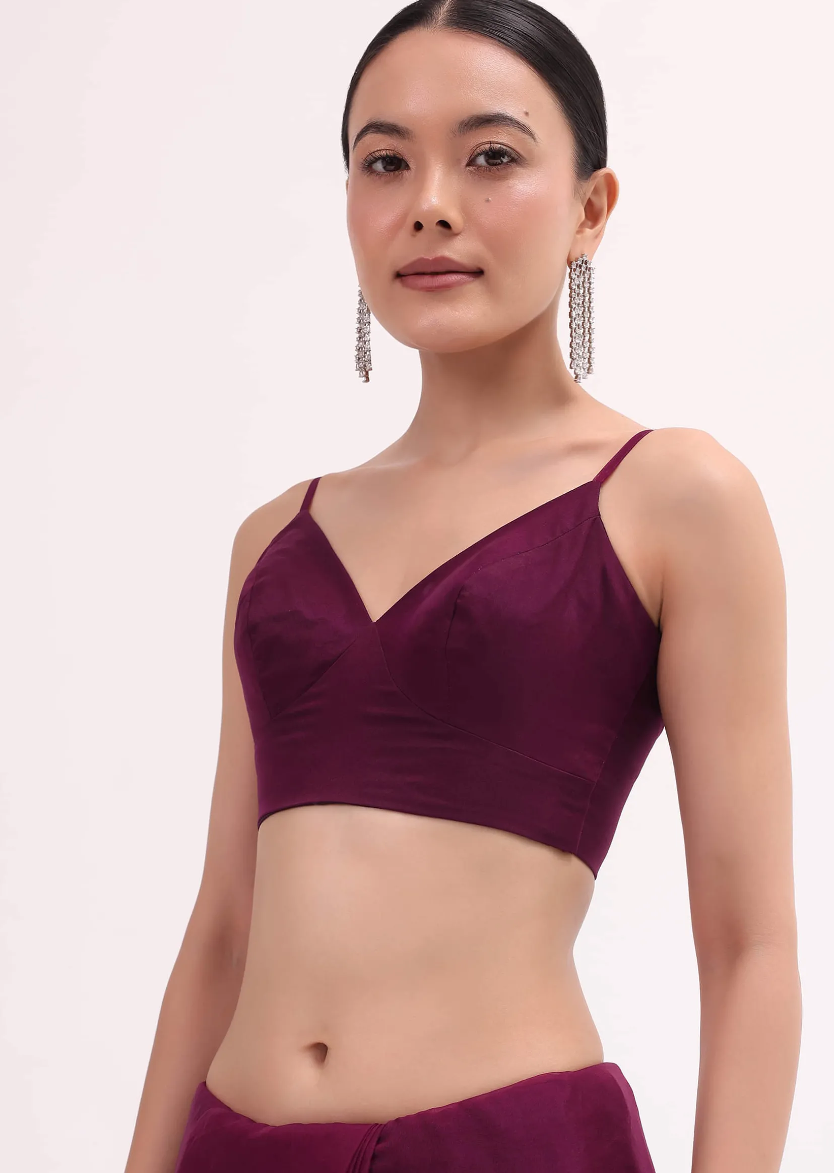 Magenta Organza Saree In Sequins With Unstitched Blouse