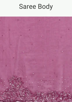 Magenta Organza Saree In Sequins With Unstitched Blouse
