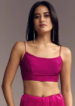 Magenta Organza Saree With Cut Dana And Sequin Embroidery