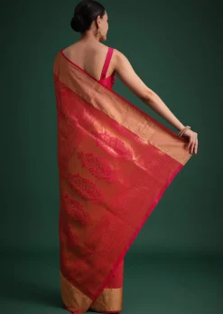 Magenta Pink Patola Silk Saree With Zari Woven Work